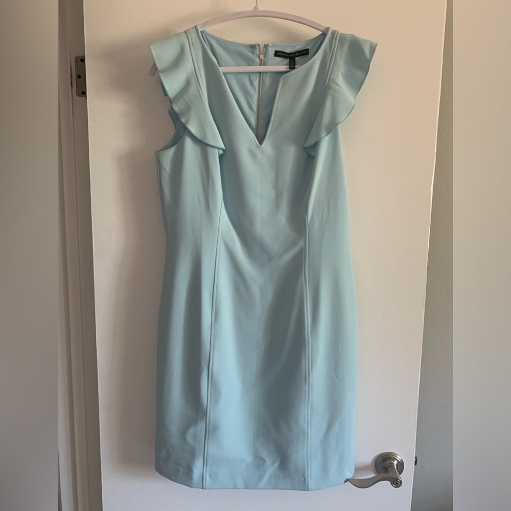 White House Black Market Ruffle Shoulder Dress Size 12 in Shoreline - NWT